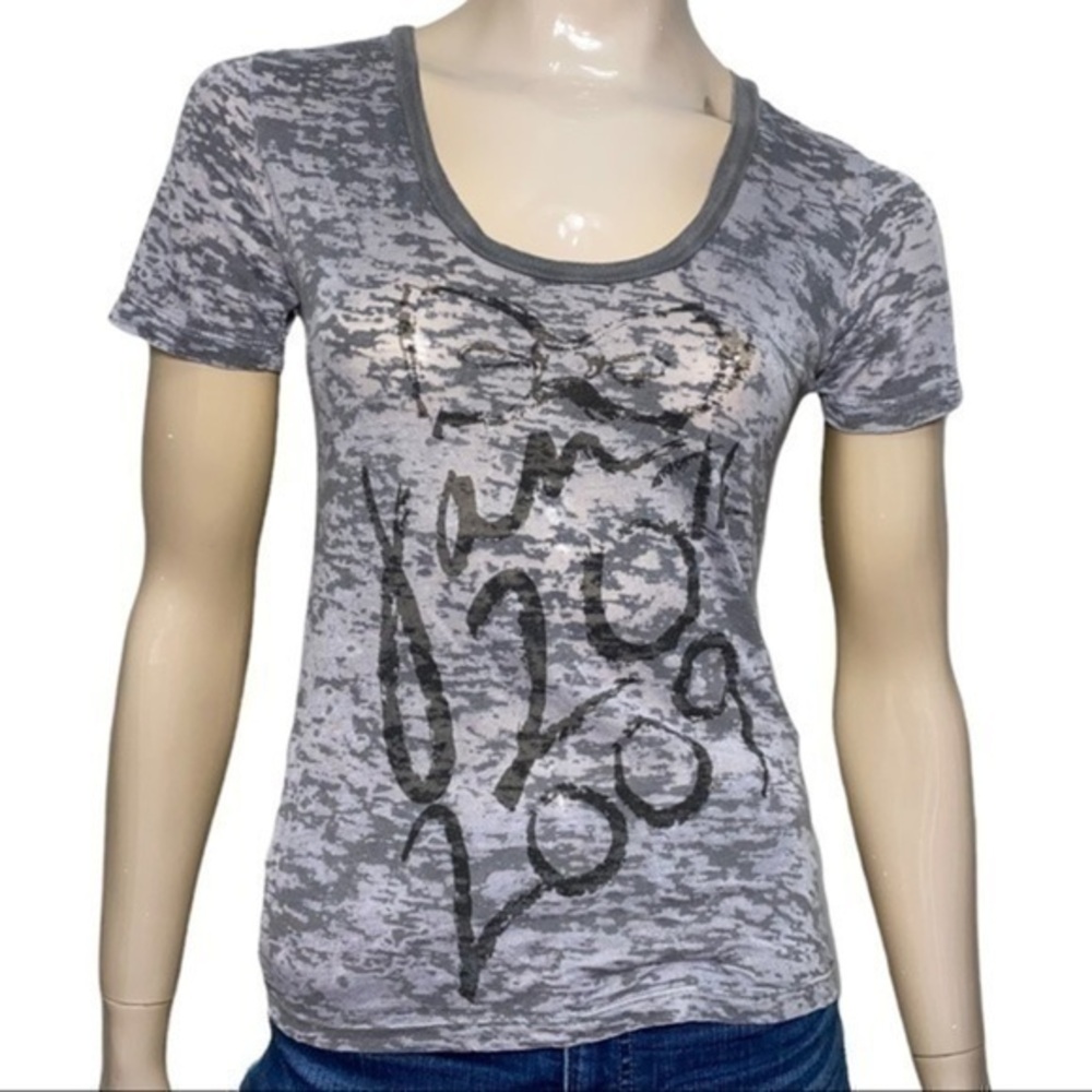 Zac Posen for Runway to Change Size S Black Burnout Short Sleeve Tee T T-Shirt